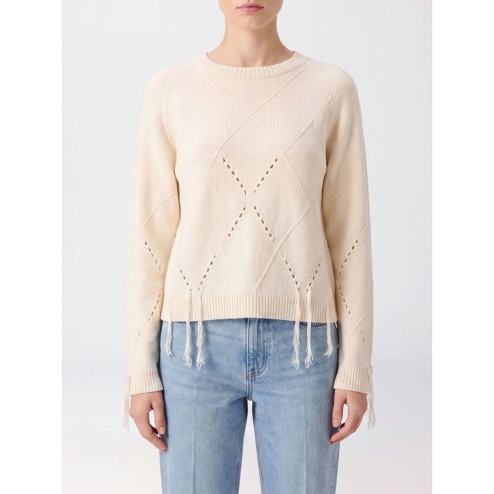 Berna Argyle Wool And Cashmere Jumper Pinko With Fringe Details